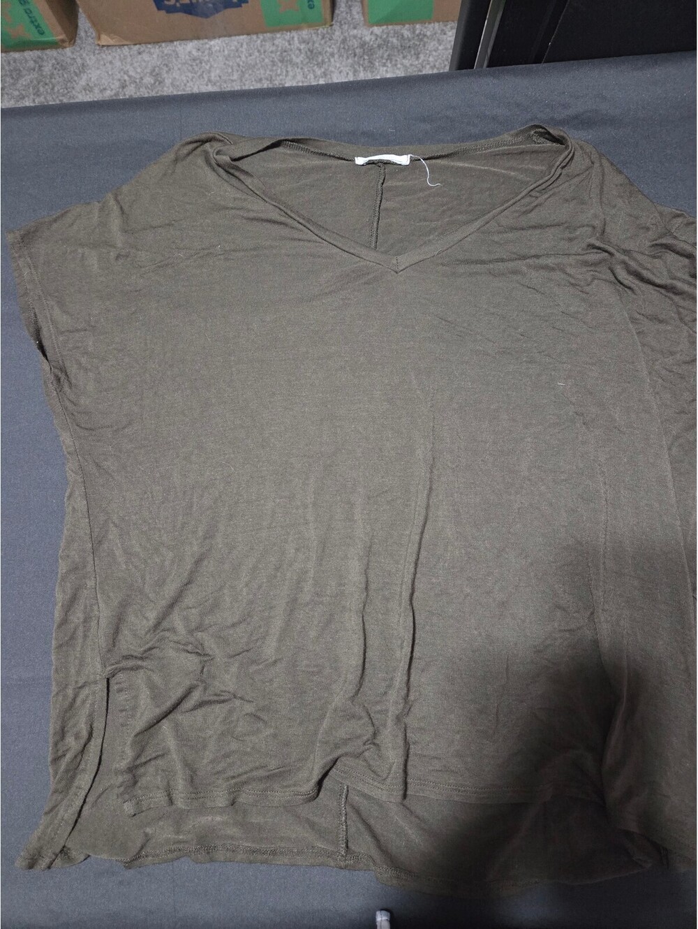Set of 3 Women's Casual Relaxed Oversized Shirts Taupe Light Gray Olive Green, M - Picture 6 of 7